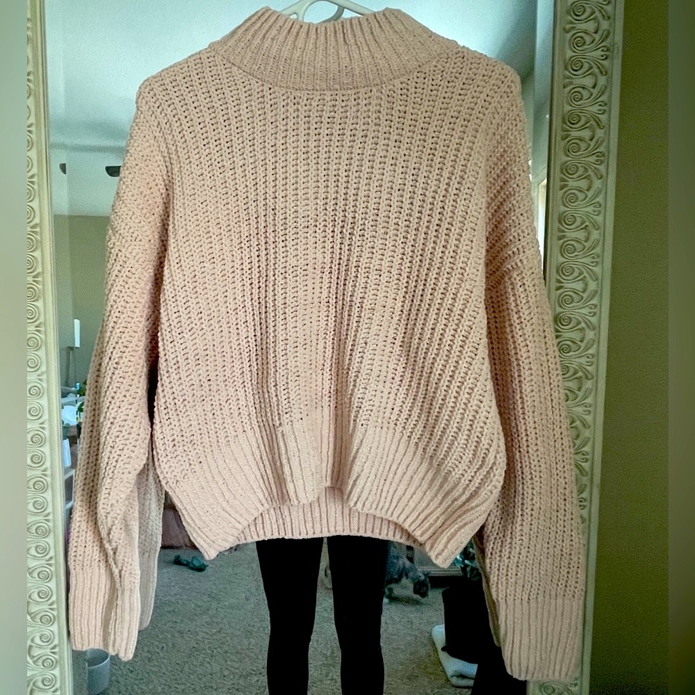 Mackenzie & Me Mock Neck Chenille Sweater in Blush (size Medium)